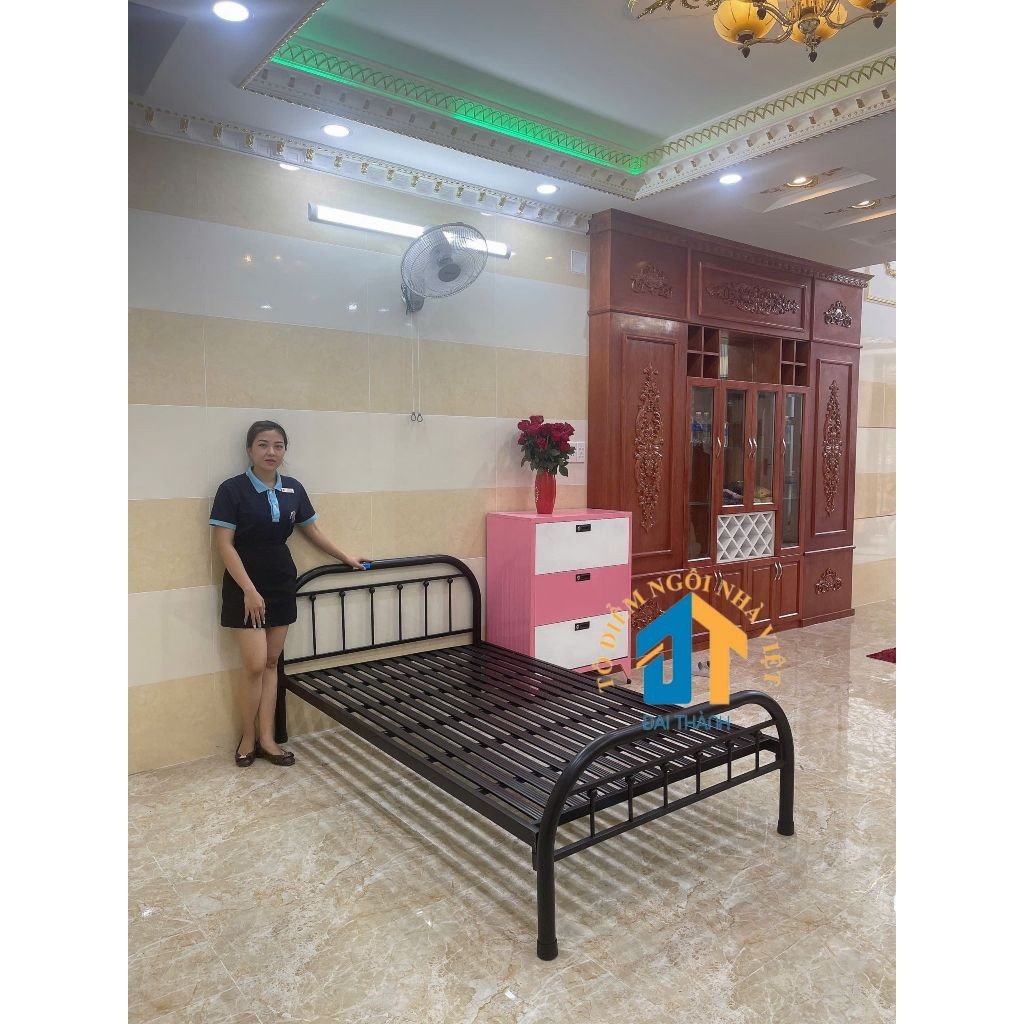 Giường sắt 1m2 trân châu