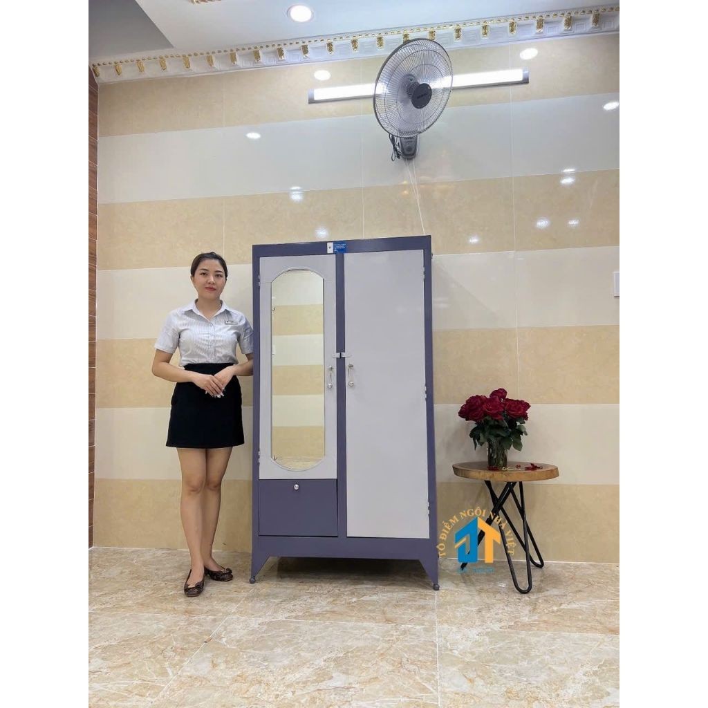 Tủ quần áo sắt 1m8 màu xám - T5