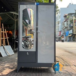 Tủ quần áo sắt 1m8 màu xám - T5