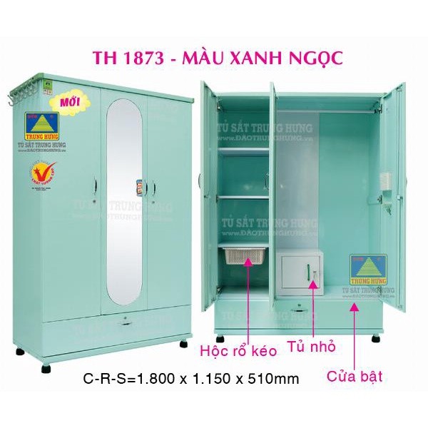 Tủ sắt quần áo lắp ráp Trung Hưng – TSLR25