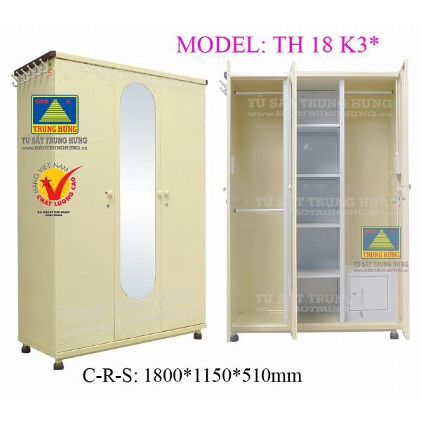 [Mã LIFEBKA5 giảm 10% tối đa 1 Triệu đơn 500k] Tủ sắt quần áo lắp ráp Trung Hưng – TSLR27