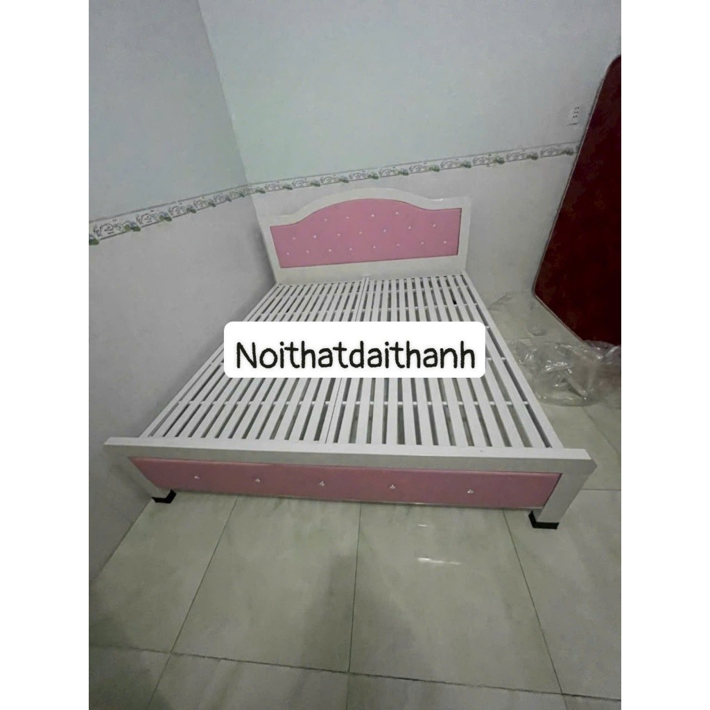 Giường sắt kiểu gỗ 160×200 – GS06