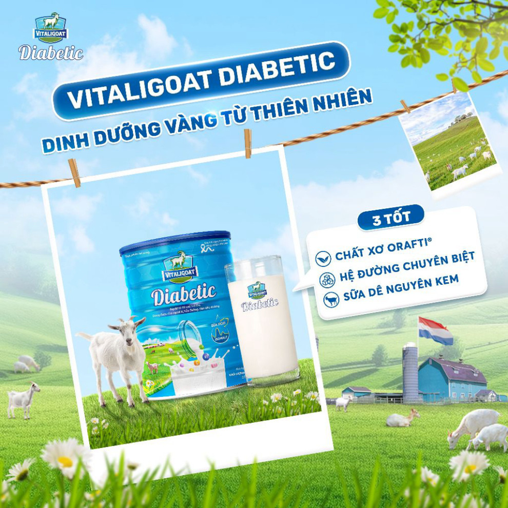 Sữa Dê Tiểu Đường Vitaligoat Diabetic (650G) Ngăn Ngừa Biến Chứng, Hỗ Trợ Kiểm Soát Đường Huyết