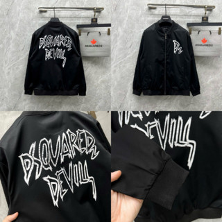 Áo Khoác Bomber Gió Nam Nữ DSQ Hoạ Tiết In Chữ Loves You Ngực Phối In Chữ D2 Devil Lưng Hai Mặt Bo Ống Chun 2 Lớp Basis