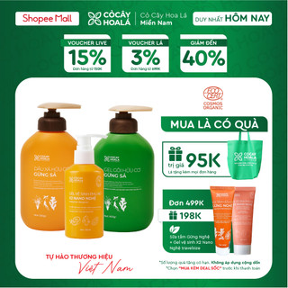  Dầu Gội Dầu Xả Thảo Dược Hữu Cỏ Cây Hoa Lá Cơ Gừng Sả 500G Và Dung Dịch Vệ Sinh X2 Nano Nghệ 150ML