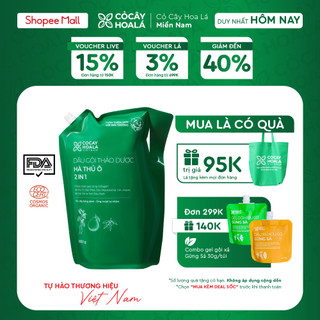 Dầu Gội Xả Thảo Dược 2in1 Cỏ Cây Hoa Lá Hà Thủ Ô Kích Thích Mọc Tóc,Giảm Rụng Tóc, Dành cho tóc bạc sớm-Túi Refill 2000g