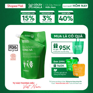 Túi Refill Gel Gội Thảo Dược Hữu Cơ Gừng Sả 1000gr Ngăn Tóc Bết Dầu Cỏ Cây Hoa Lá