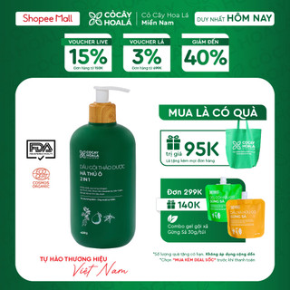 Dầu Gội Xả Thảo Dược Hà Thủ Ô 2in1 Cỏ Cây Hoa Lá, Kích Mọc Tóc, Dành Cho Tóc Bạc Sớm 420g/chai
