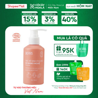 Dung dịch vệ sinh phụ nữ x2 nano nghệ hữu cơ hương đào chín Cỏ Cây Hoa Lá khử mùi, lưu hương, dưỡng ẩm, hồng mịn - 150ml