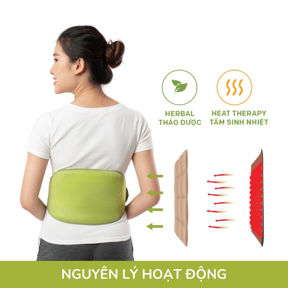 Đai Chườm Nóng Massage Thảo Dược Giảm Đau Lưng Bụng HAPAKU, Lưu Thông Khí Huyết