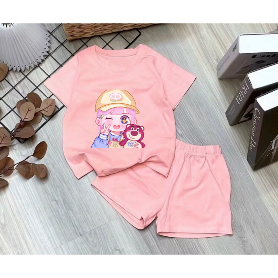 Bộ bé gái cho bé gái gấu dâu siêu xinh cho bé 6-24kg.BGL09. . SUKAKID