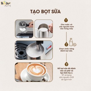Máy Pha Cà Phê Bear Tự Động Pha Cafe, Espresso, Cappuccino, Pha Cà Phê Kiểu Ý, Giữ Nhiệt Lâu, Công Suất Lớn CF-B02V1