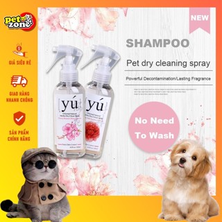 Xịt tắm khô dành cho chó mèo Yú - Sữa tắm khô không cần dùng nước cho chó mèo Yu 145ml