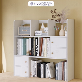 Kệ Gỗ Để Bàn FB21 FIVO Cao Cấp Màu Trắng Và Xám , Dùng Decor Bàn Học, Văn Phòng, Đa Dạng Mẫu Mã Và Màu Sắc