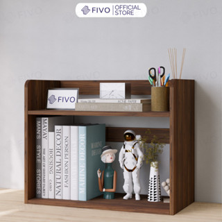 Kệ Sách Gỗ 2 Tầng Đa Năng FB22 FIVO Màu Gỗ Và Walnut, Thiết Kế Hiện Đại, Decor Bàn Học, Bàn Làm Việc Gọn Gàng