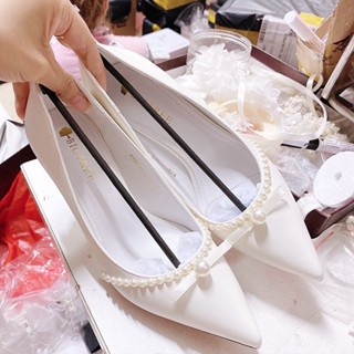 GIÀY CƯỚI THIẾT KẾ NƠ DÂY NGỌC NHỎ  (là mẫu tkế thủ công vui lòng chắc chắn trước khi đặt hàng) MHH