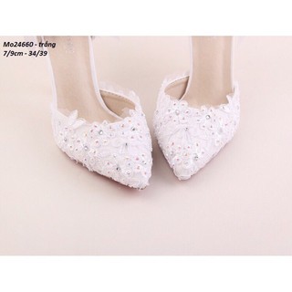 GIÀY CƯỚI ĐÍNH NƠ GÓT CAO CẤP MHH