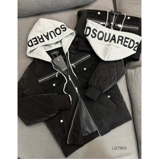  Áo Khoác Phao DSQ2 Nhung Nam Nữ Mặc Siêu Ấm Pha Mũ Nỉ Thêu Chữ Dsquared Chất Phao Nhung Lì 2 Lớp Lót Bông Trong Siêu Ấm 