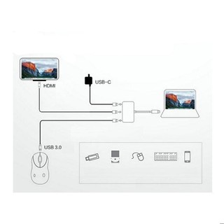 Cáp chuyển USB Type-C sang HDMI + USB 3.0 + Type C