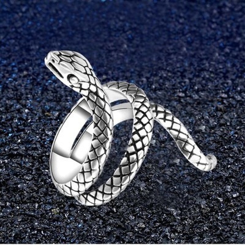 nhẫn hình con rắn inox unisex