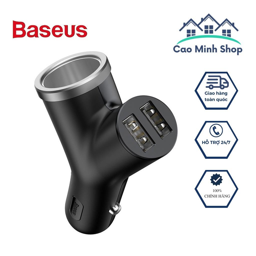 Củ Sạc Trên Ô Tô Baseus CCALL-YX01/ CCALL-YX02 3 Trong 1 Có 2 Cổng USB và 1 Cổng Tẩu 12V
