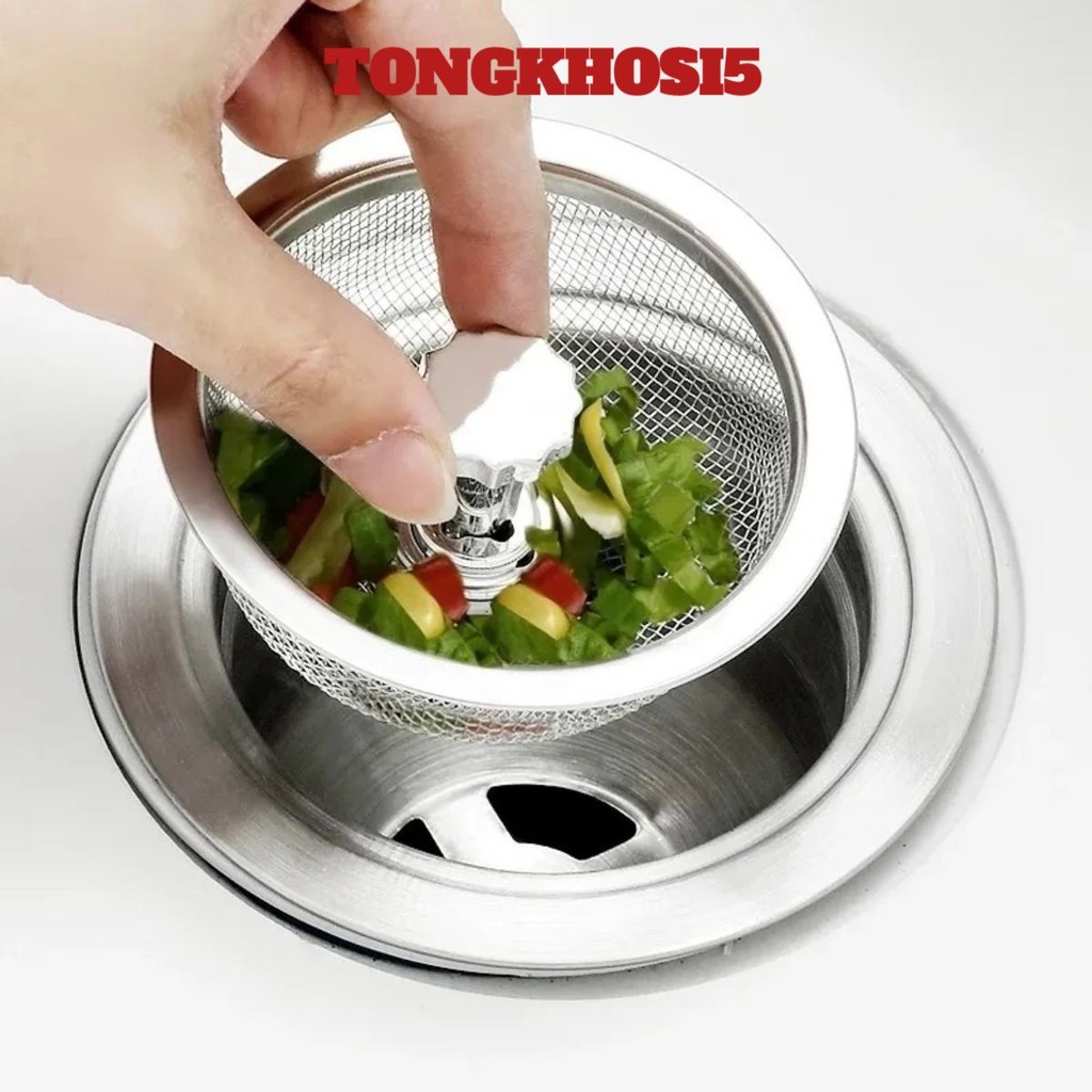Nắp Lọc Rác Bồn Rửa Chén Bằng Thép Không Gỉ Cho Nhà Bếp/ Phòng Tắm- Lưới Lọc Rác Inox Bồn Rủa Bát, L