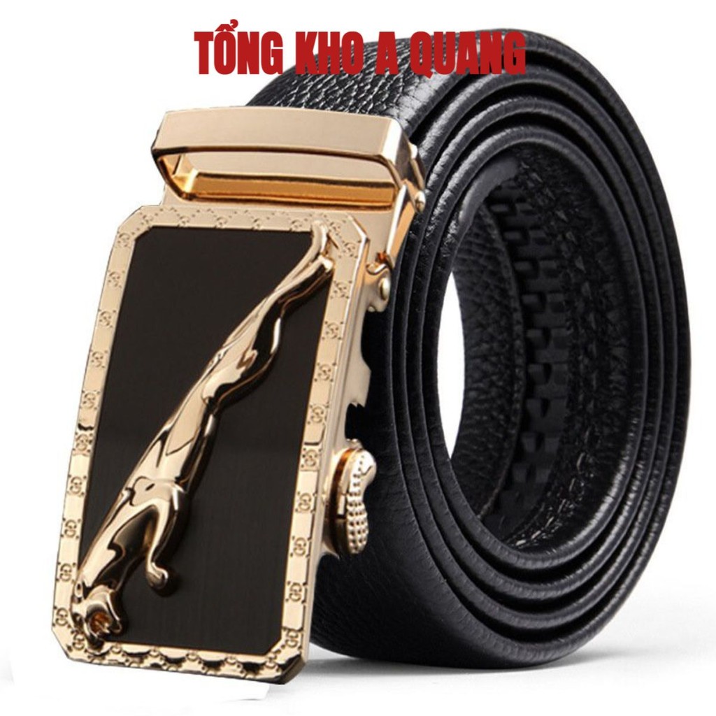 Dây Nịt Nam Da Bò 100% Chính Hãng Mạ Vàng Nam Tính. Thắt Lưng Da Nam Hàng Hiệu JAGUAR Khóa Cài Cao Cấp GC35