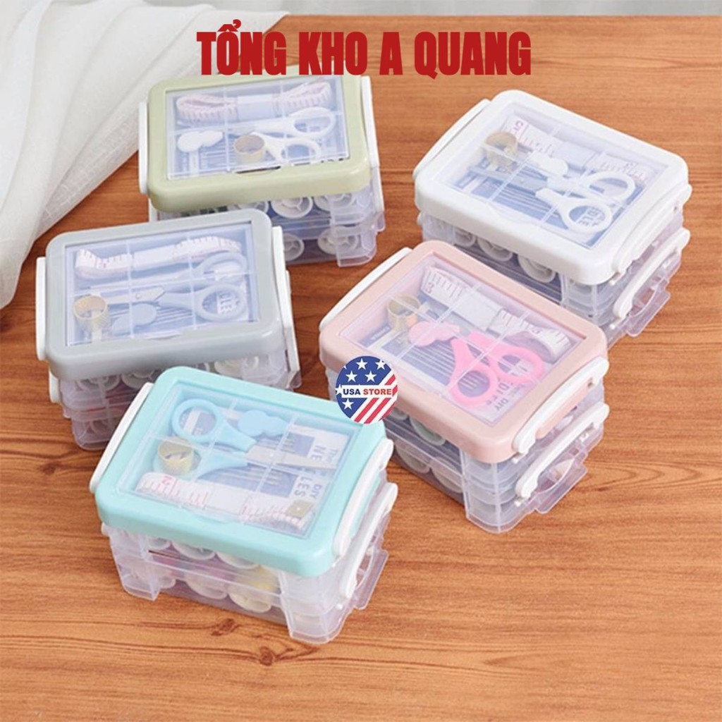 Hộp Kim Chỉ Đa Năng, Hộp Kim Chỉ May Vá, Hộp Kim Chỉ 3 Tầng Tiện Dụng, Nhỏ Gọn, Bộ Kim Chỉ May Vá