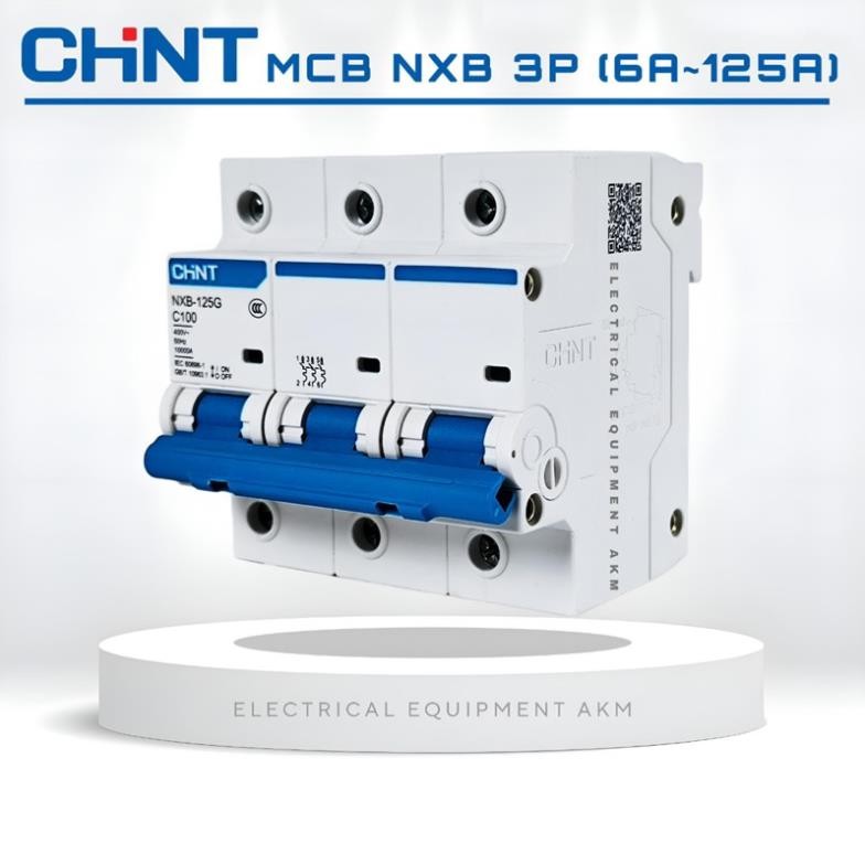 Aptomat MCB 3 Pha Chint NXB-63:6A, 10A, 16A, 25A, 32A, 40A, 50A, 63A ;Dòng Cắt 6KA~10KA; (Hàng chính