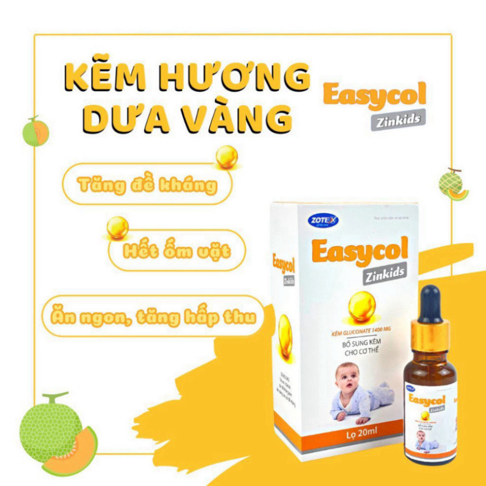 Kẽm gluconat cho bé Easycol Zinkids E20 giúp ăn ngon, tăng cường đề kháng 20ml