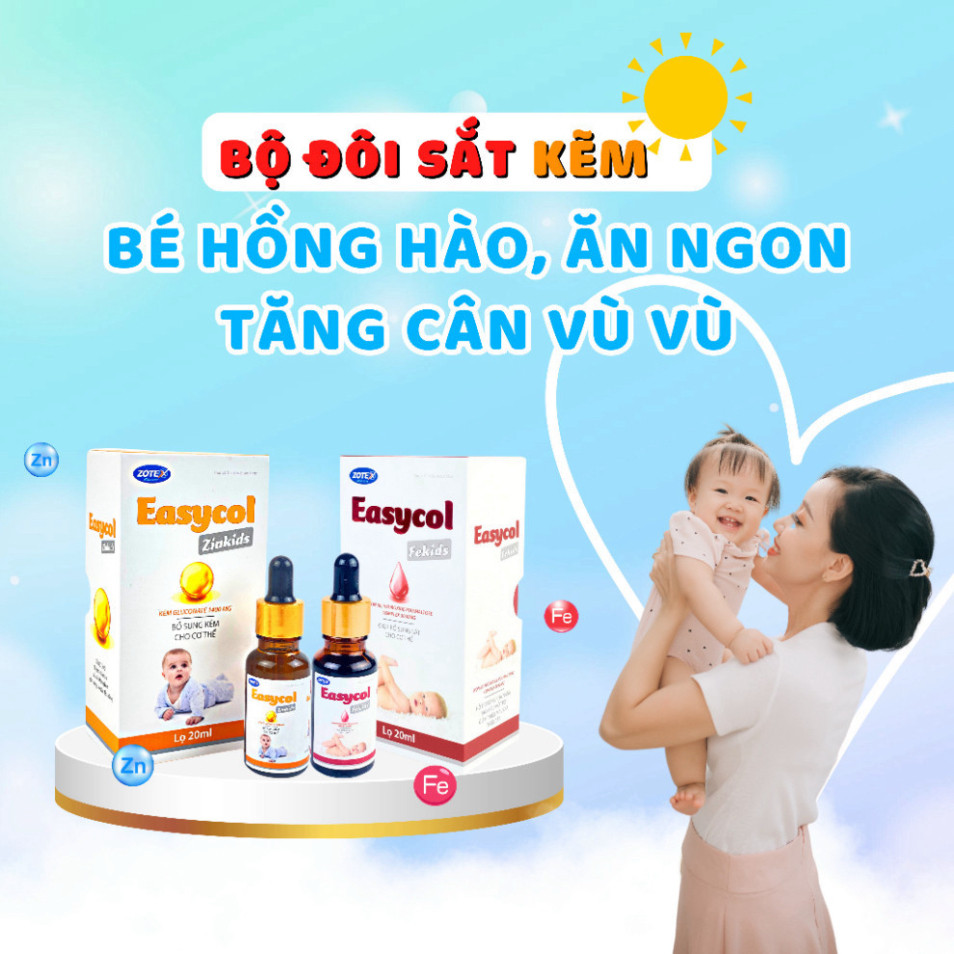 Thực phẩm bổ sung sắt Easycol Baby Fekids bổ sung sắt hữu cơ cho bé tăng cường đề kháng, giảm thiếu máu cho bé lọ 20ml