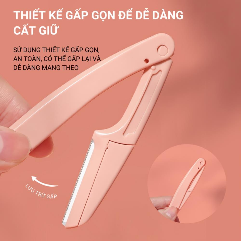 [COMBO 1/2] x [Hộp 3 dao] cạo tỉa lông mày tạo nét chân mày makeup kèm hộp nhựa dạng gập