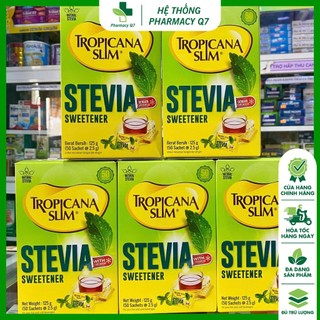  Đường ăn kiêng cỏ ngọt Tropicana Slim Stevia Sweetener hộp 125g  50 gói x 2.5g  