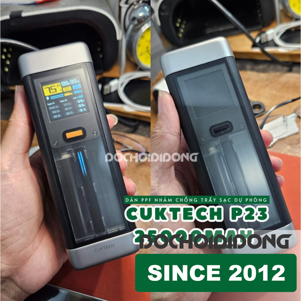 Miếng dán PPF  Sạc Dự Phòng Cuktech P23 25000mAh 2C1A 210W  trong, nhám cao cấp