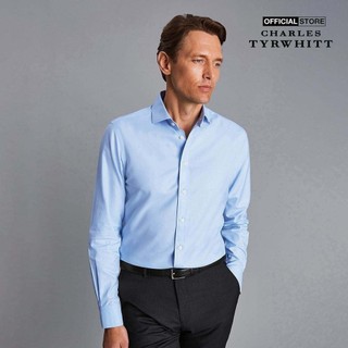 CHARLES TYRWHITT - Áo sơ mi nam tay dài Cutaway Collar Non Iron Twill FON0540-SKY