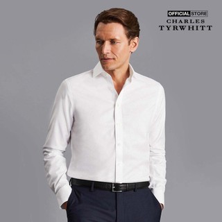 CHARLES TYRWHITT - Áo sơ mi nam tay dài Cutaway Collar Non Iron Twill FON0540-WHT