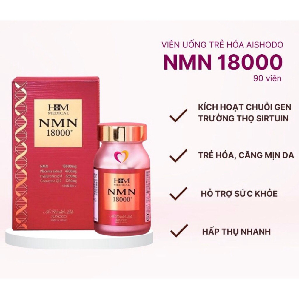 [CHÍNH HÃNG] Viên uống NMN 12000, NMN 18000 Aishodo Nhật Bản -  Viên trẻ hóa và chống lão hóa toàn d