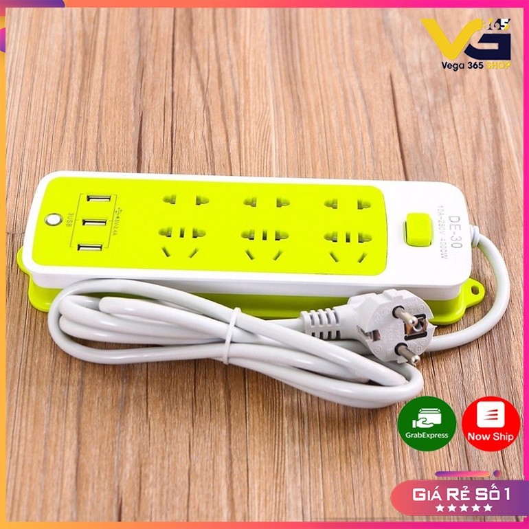 Ổ cắm điện 3 cổng USB JPDQ (xanh lá)