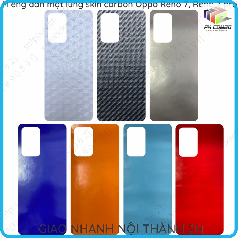 Miếng dán mặt lưng skin carbon Oppo Reno 7 5G , Reno 7 pro 5G , Reno 7z 5G , Reno 7 lite , Reno 8z 5