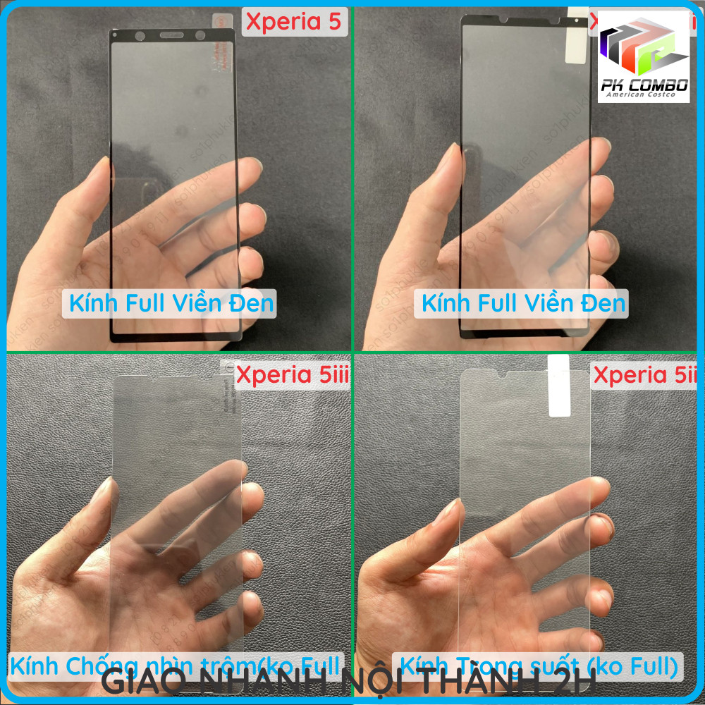Kính cường lực Sony Xperia 5/ 5ii/ 5 iii/ 5 IV (5 mark 4, 5 mark 3, mark 2, mark 1) full màn,trong s