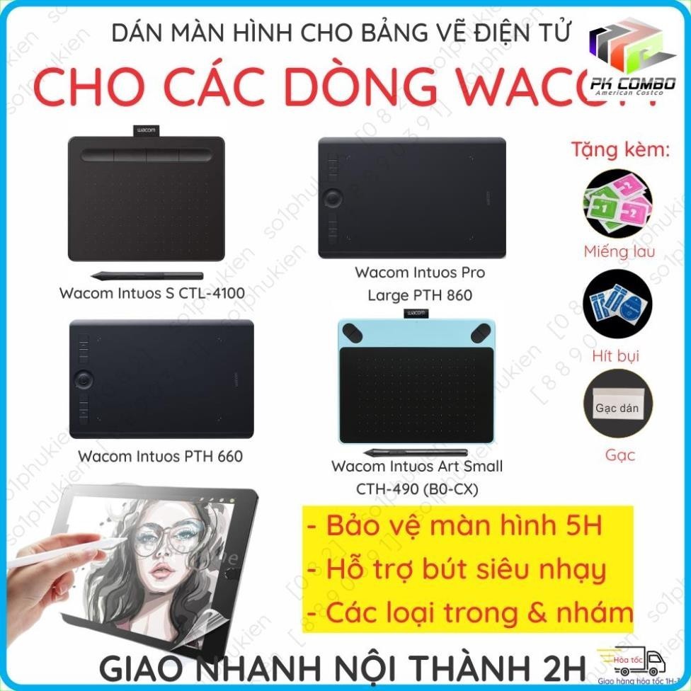 Dán màn hình bảng vẽ điện tử Wacom Intuos S CTL 4100/ PTH 450/460 651/ 660/ 850/ 860/ CTH 480/ 490/ 