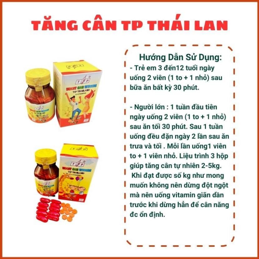 Vitamin tăng cân, tăng cân TP thái lan Weight Gain Vitamin hộp 100 viên mẫu mới hiệu quả an toàn không tích nướcBEAUTY94