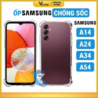 ốp lưng samsung a14, a24, a34, a54 dẻo trong suốt silicon cao cấp chống sốc bảo vệ cam điện thoại Vstore