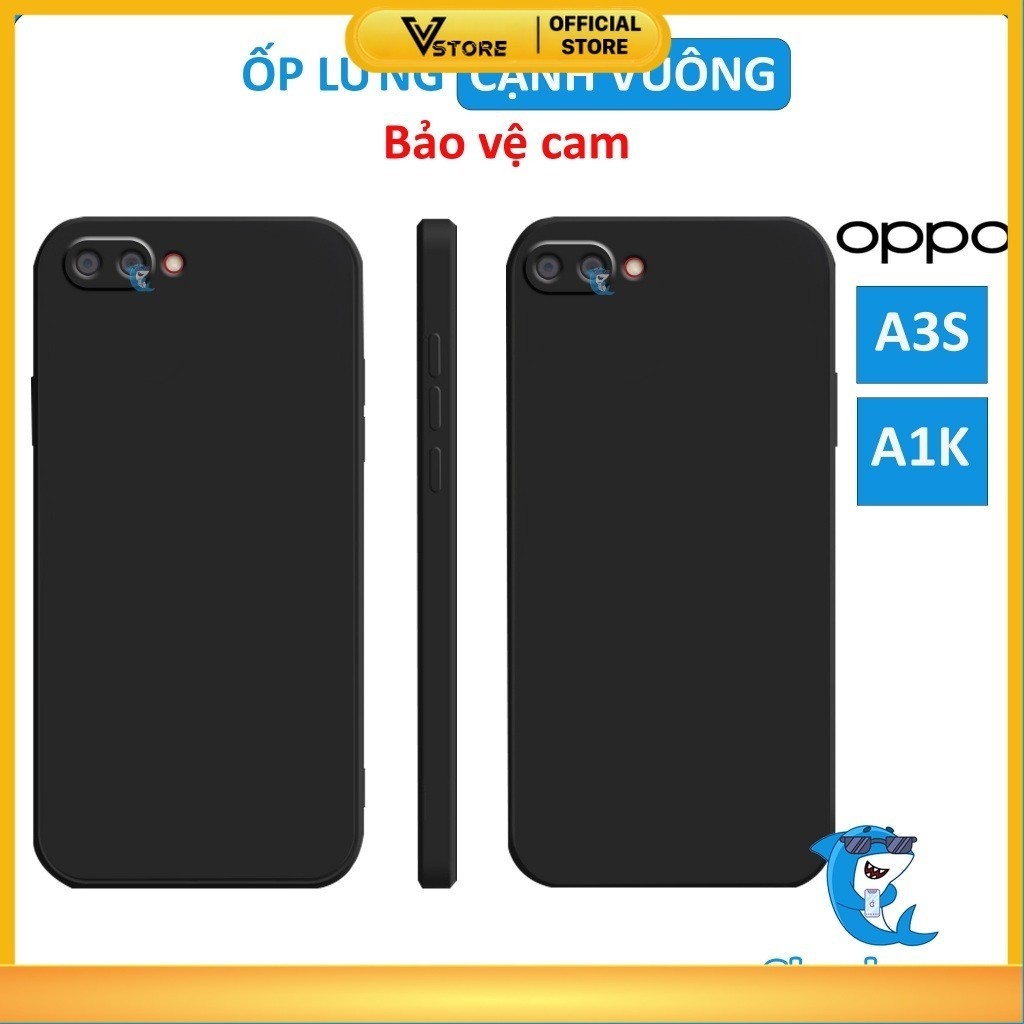 Ốp lưng Oppo A3S, A1K chống bẩn viền cạnh vuông bảo vệ cam điện thoại Vstore tpu cao cấp Vstore