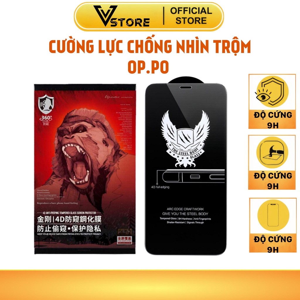 kính cường lực oppo a76/ a77/ a78/a79/a77s 4g 5g chống nhìn trộm (kính không nhận vân tay trong màn 