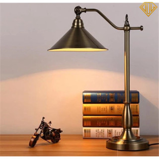 Đèn bàn học, Đèn đọc sách Decor trang trí phòng làm việc, phòng ngủ mạ đồng xanh cao cấp phong cách Tân Cổ Điển Châu Âu