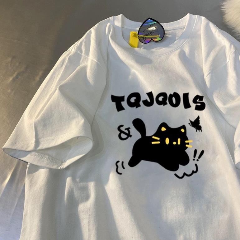 Áo thun phông nữ nam form rộng tay lỡ chất liệu cotton khô loại 1 thấm hút mồ hôi in hình cute UT