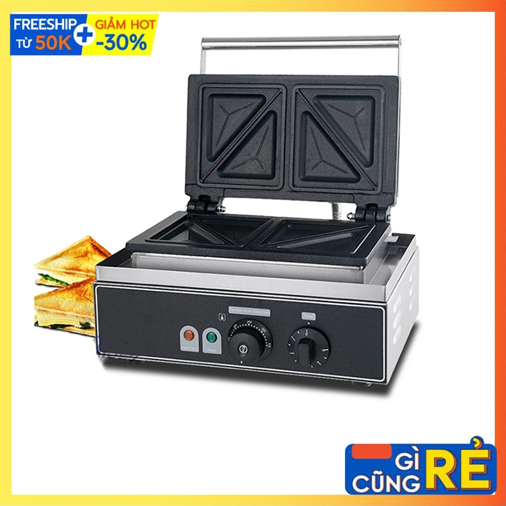 Máy nướng bánh mì 2200W gia nhiệt kép 2 mặt, chống dính teflon siêu bền