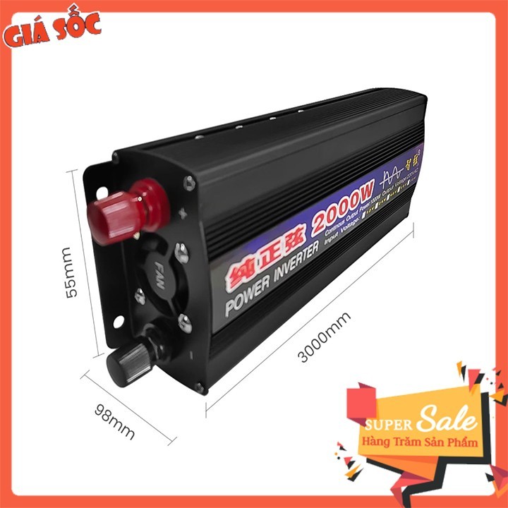 Bộ đổi điện 12v lên 220v 2000W sử dụng thiết bị gia đình lúc khẩn cấp