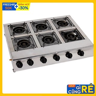Bếp nấu mì cay bằng gas 6 họng chuyên nấu mì cay, cơm niêu, bánh xèo [ BH_ 6 Tháng]